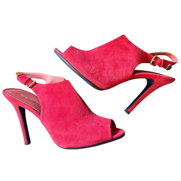 REBECCA MINKOFF Suede Peep Toe Slingback Heels NWOB Sz11 - Picture 1 of 5